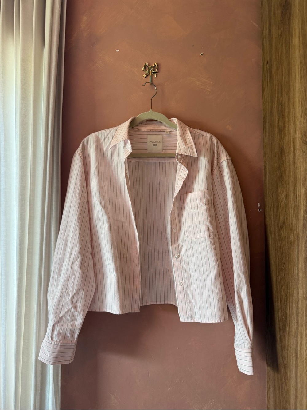 JW Anderson x Uniqlo Pink Stripe Cropped Button-Down Shirt